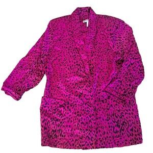 Womens Vintage 80s Blazer Hot Pink Glam Animal Print Acetate Shoulder Pads Large
